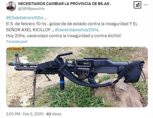 Detuvieron a un hombre incitaba un golpe de estado contra Axel Kicillof