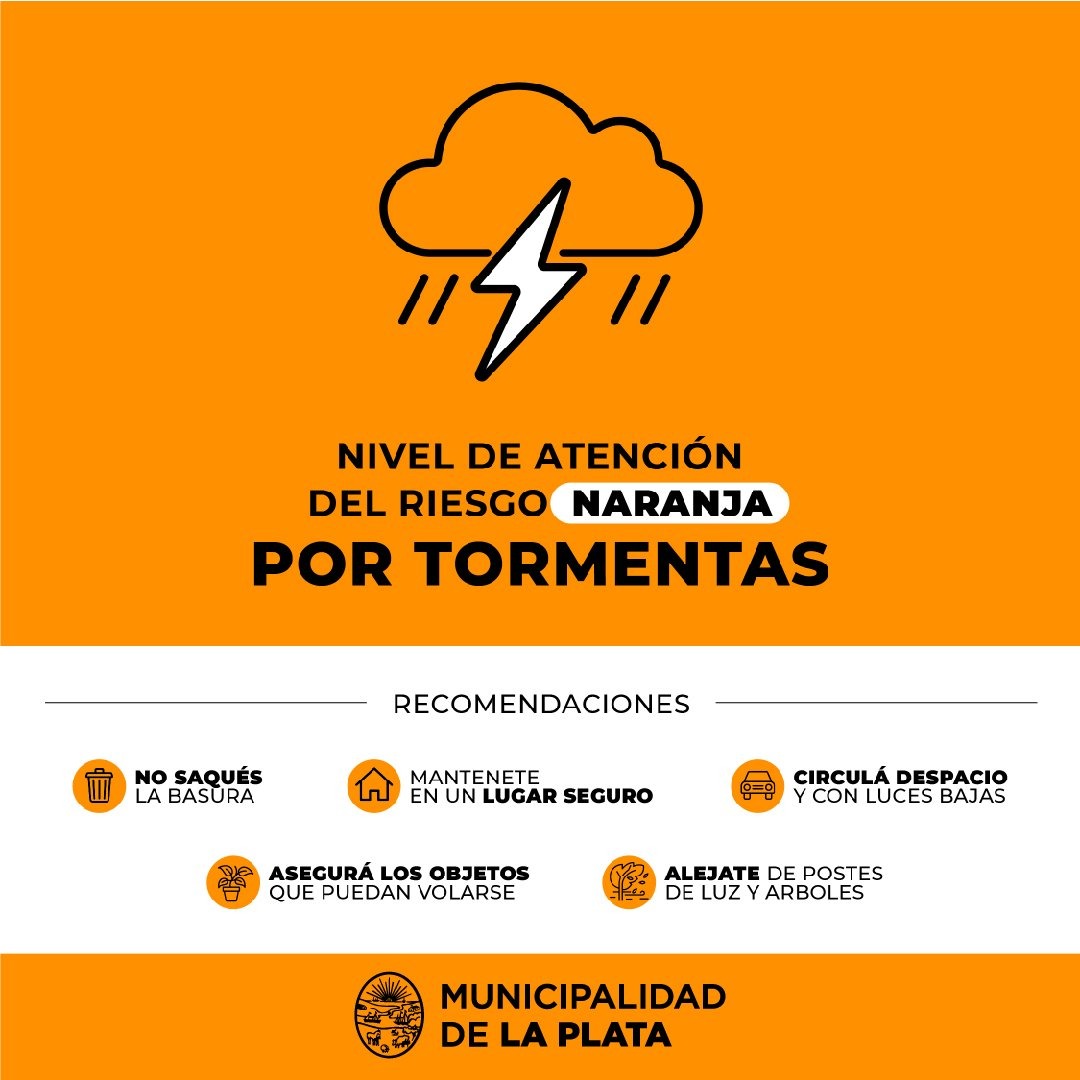ALERTA NARANJA POR TORMENTAS EN LA PLATA: EL MUNICIPIO ENCARA AMPLIO OPERATIVO DE PREVENCIÓN