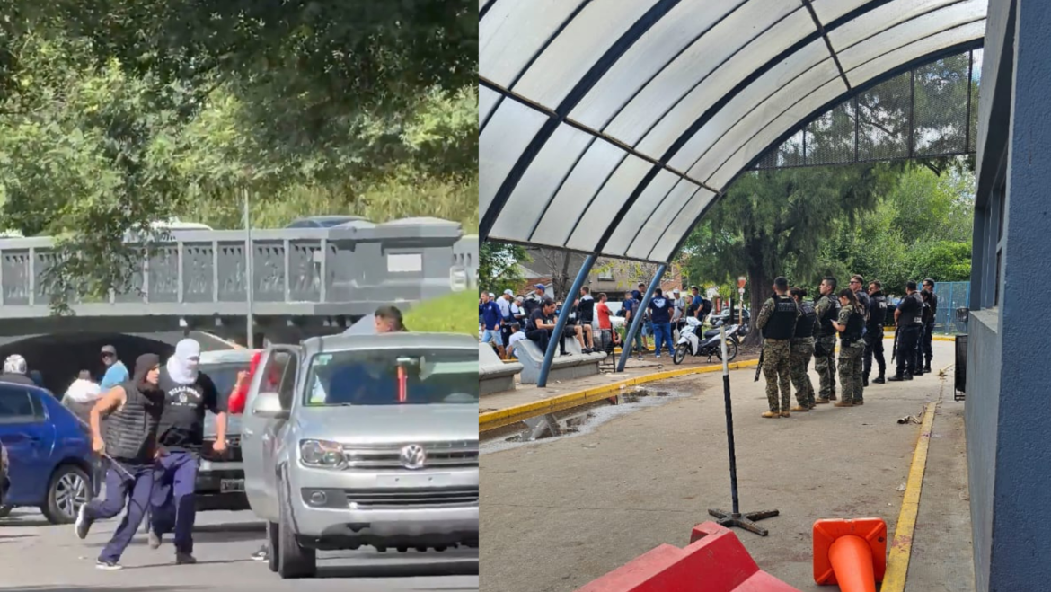 Batalla campal que involucra a las hinchadas de Estudiantes y Gimnasia
