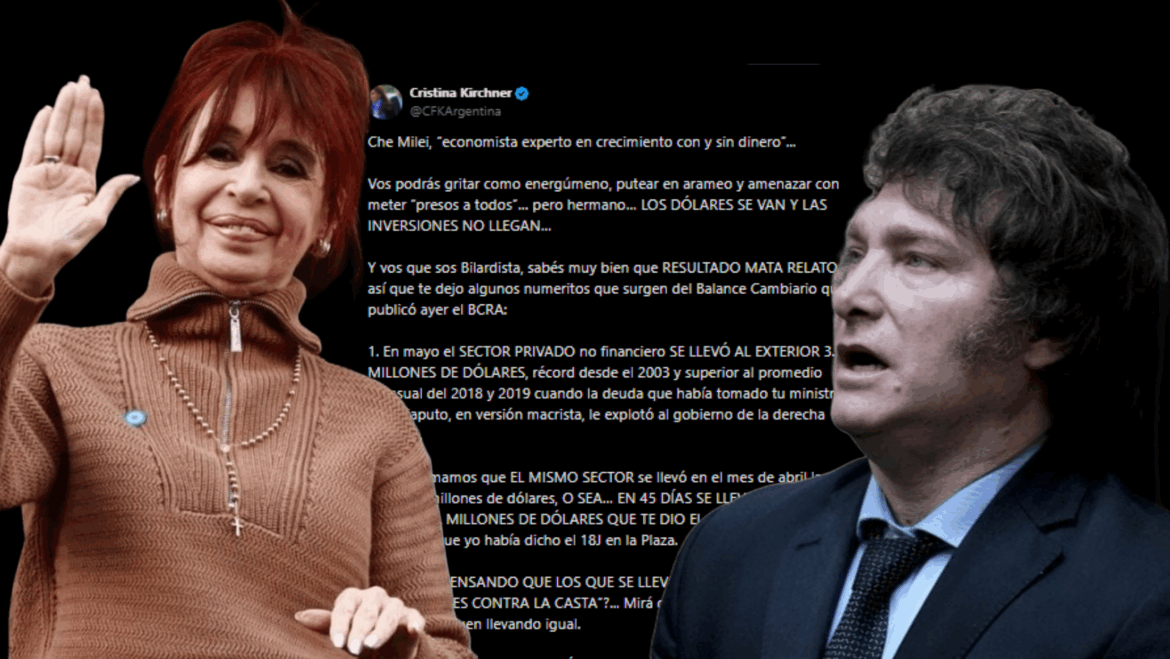 Cristina Kirchner volvió a apuntar contra Javier Milei: “Tenés a media Argentina que no llega a fin de mes”