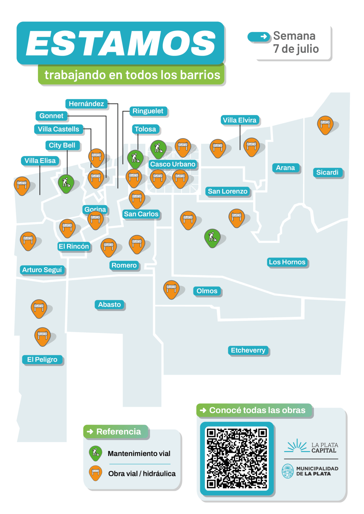Por obras del Municipio en distintos barrios, programan cortes de tránsito y desvíos