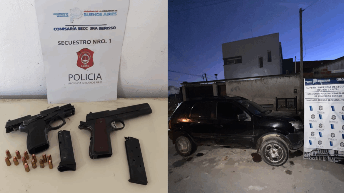Berisso: detuvieron a cinco personas, entre ellas dos policías, con armas y cocaína