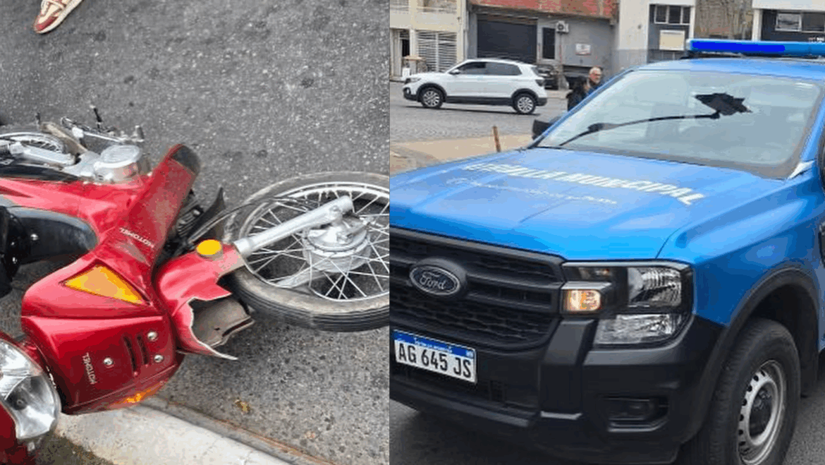 Un motociclista resultó herido tras chocar con una camioneta de Seguridad Urbana en Diagonal 80 y 5