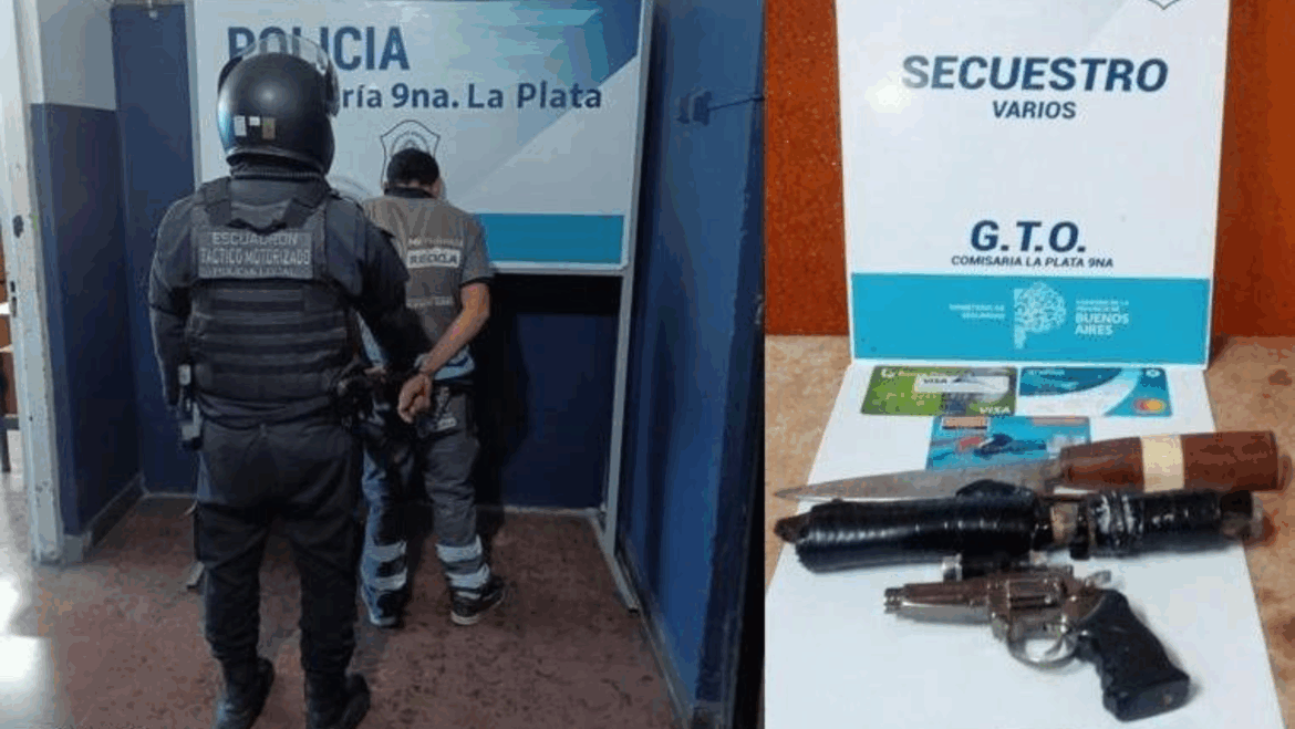 Operativo en el centro platense: detuvieron a un hombre armado con una tumbera