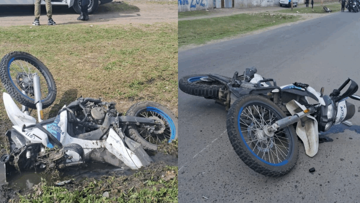 Dos policías resultaron heridos tras chocar con sus motos durante una persecución