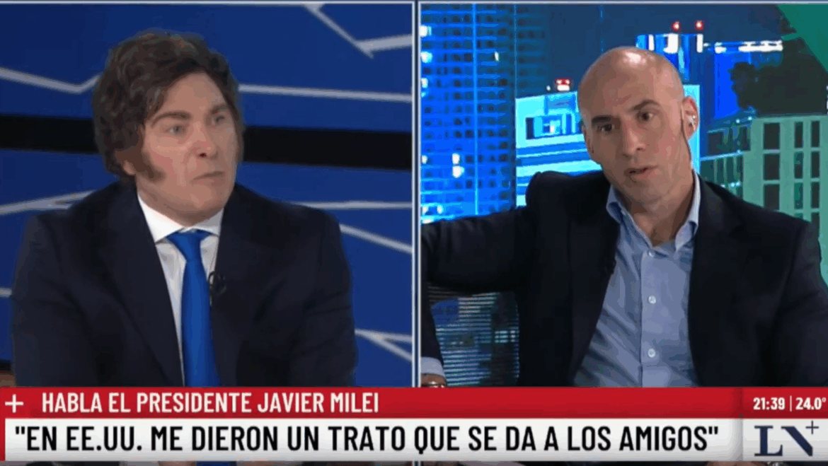 Javier Milei volvió a perder la calma en una entrevista y se cruzó con Esteban Trebucq por la crisis económica
