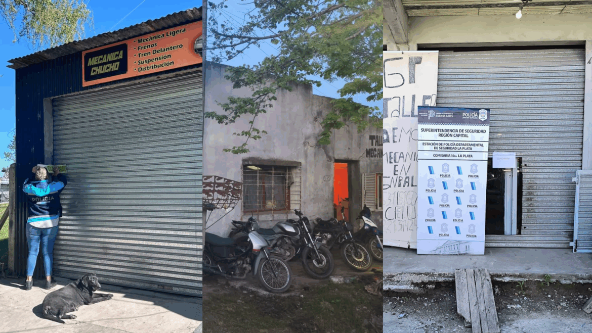 Megaoperativo en La Plata: clausuraron cuatro talleres mecánicos por irregularidades y secuestraron autopartes