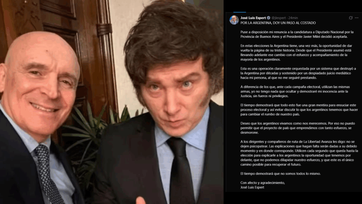 José Luis Espert renunció a su candidatura a diputado nacional: “Por la Argentina, doy un paso al costado”