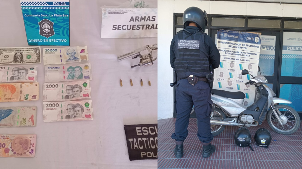 La Plata: demoraron a dos adolescentes armados que circulaban en una moto robada