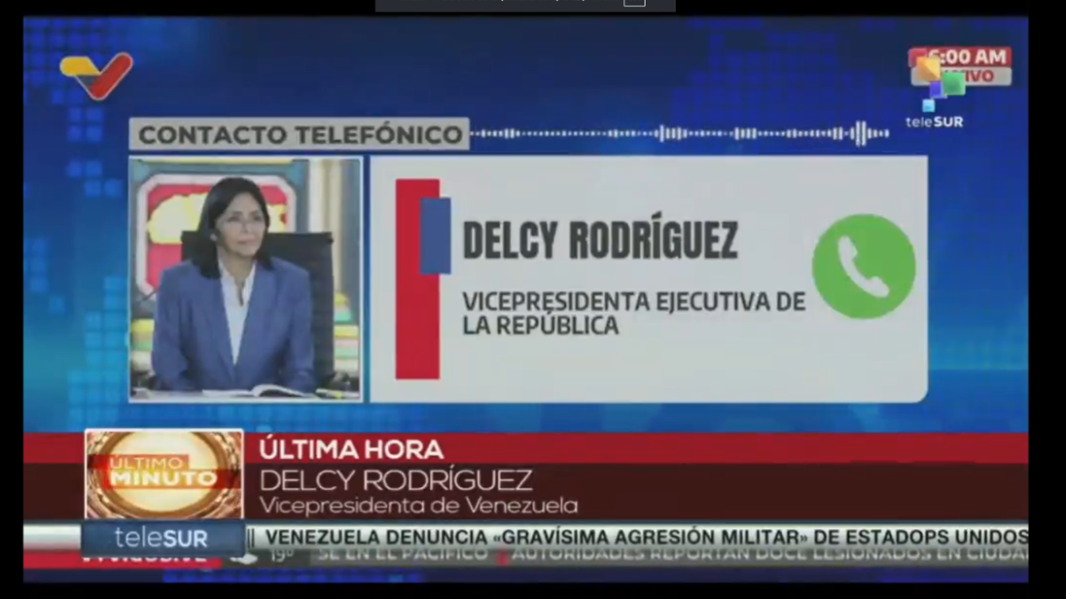 La vicepresidenta de Venezuela reconoció que no saben dónde está Maduro y le pidieron a Estados Unidos una prueba de vida