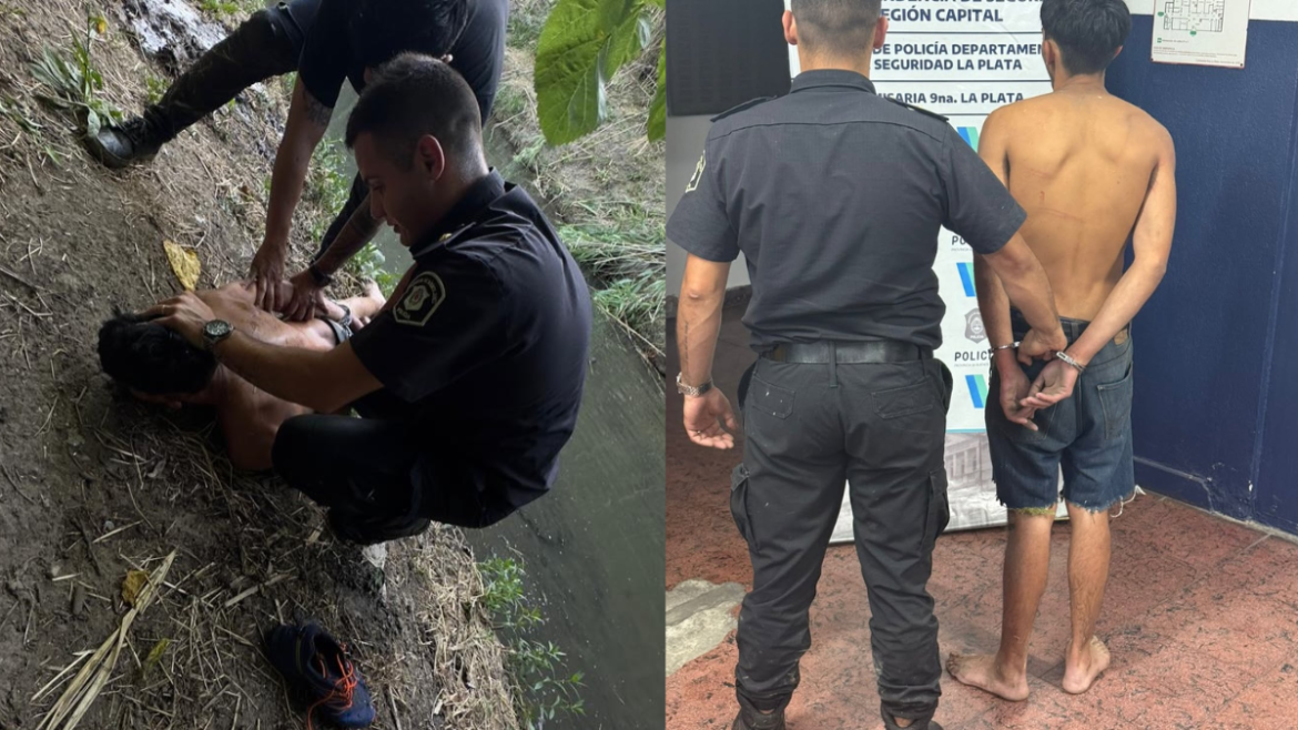 Robó un kiosco, intentó escapar arrojándose a un arroyo y terminó detenido en La Plata