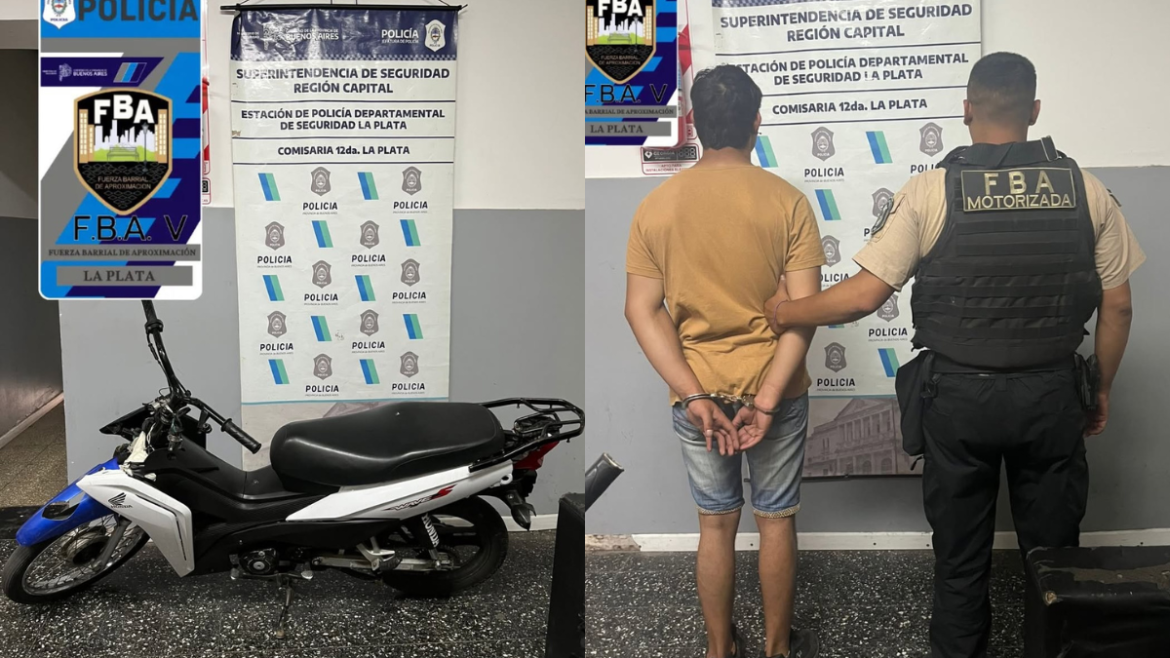 Circulaba en una moto robada y fue detenido durante un operativo en La Plata