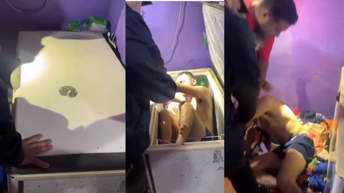 Video: Detuvieron escondido en un freezer a un sujeto acusado de abuso y robo