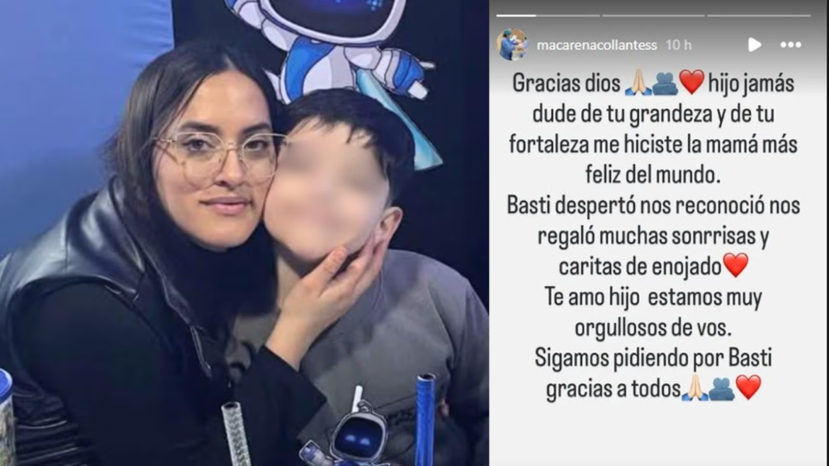Bastián despertó del coma tras tres semanas internado y reconoció a su familia