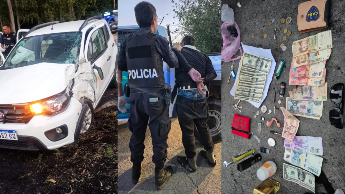 Asaltó a un conductor, escapó en el auto robado y terminó detenido tras chocar con un colectivo