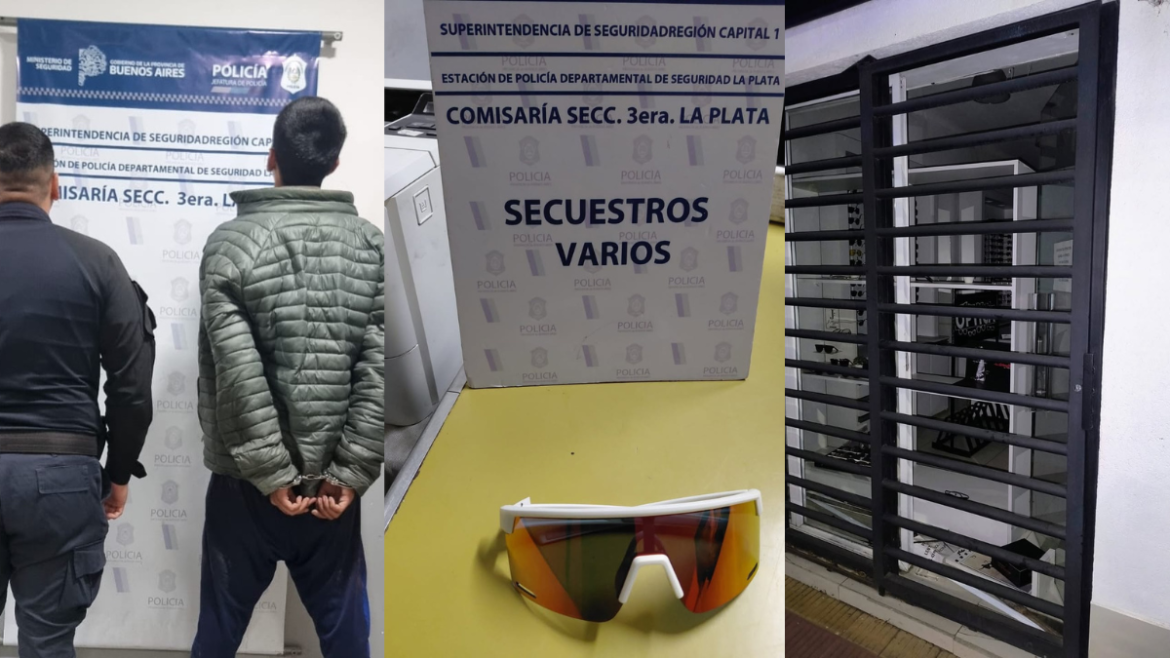 Cayó en Los Hornos un ladrón tras robar en una óptica: lo detuvieron antes de que escapara