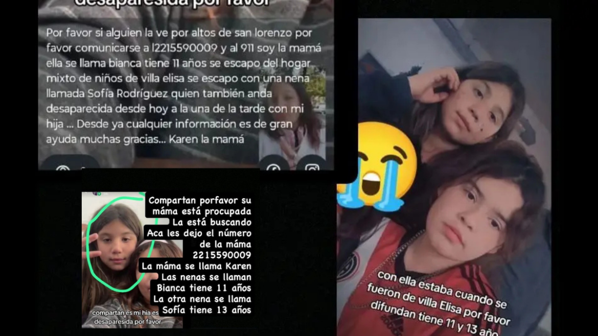Buscan desesperadamente a dos nenas que se escaparon de un hogar en Villa Elisa