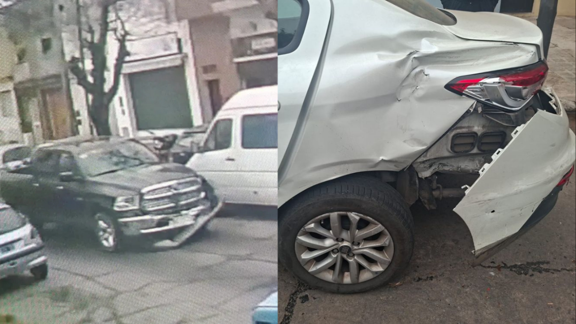 Buscan a una RAM negra que chocó a un auto y escapó en La Plata