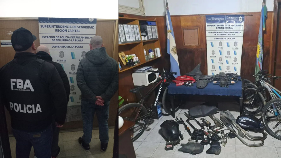 Desbaratan un presunto desarmadero de motos en La Plata: hubo tres detenidos y secuestraron autopartes