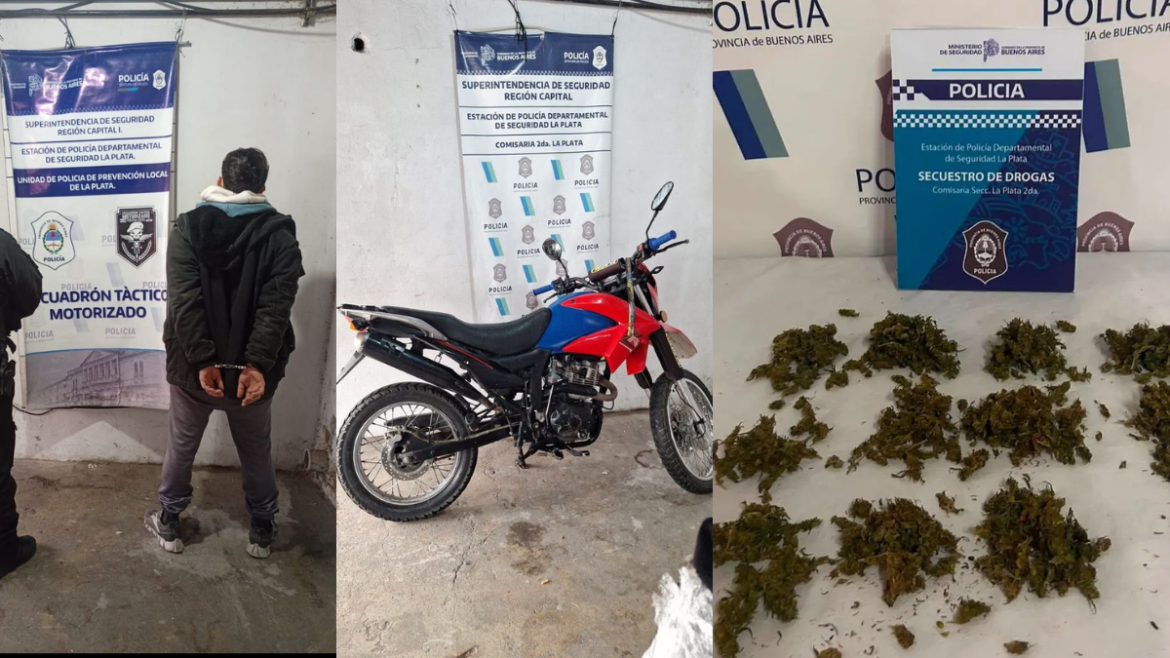 La Plata: circulaba sin patente, hacía maniobras riesgosas y llevaba marihuana
