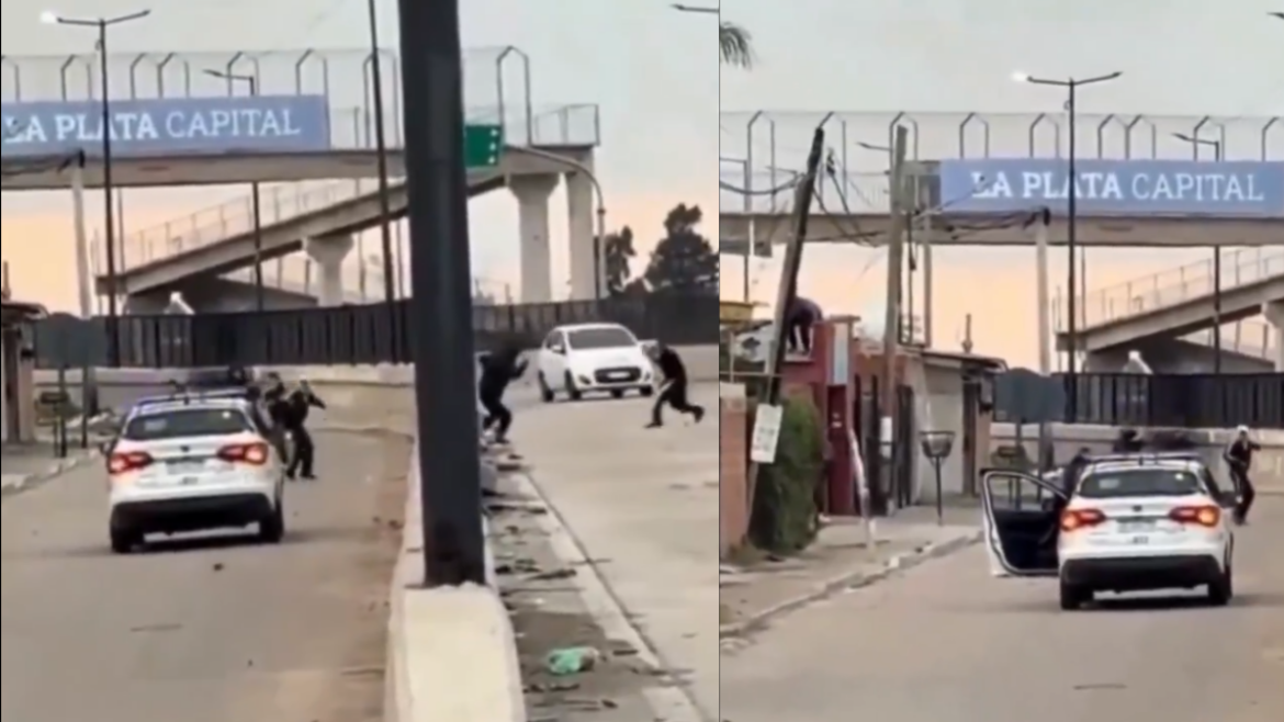 Incidentes y enfrentamiento policial en la bajada de la Autopista, a la altura de 520