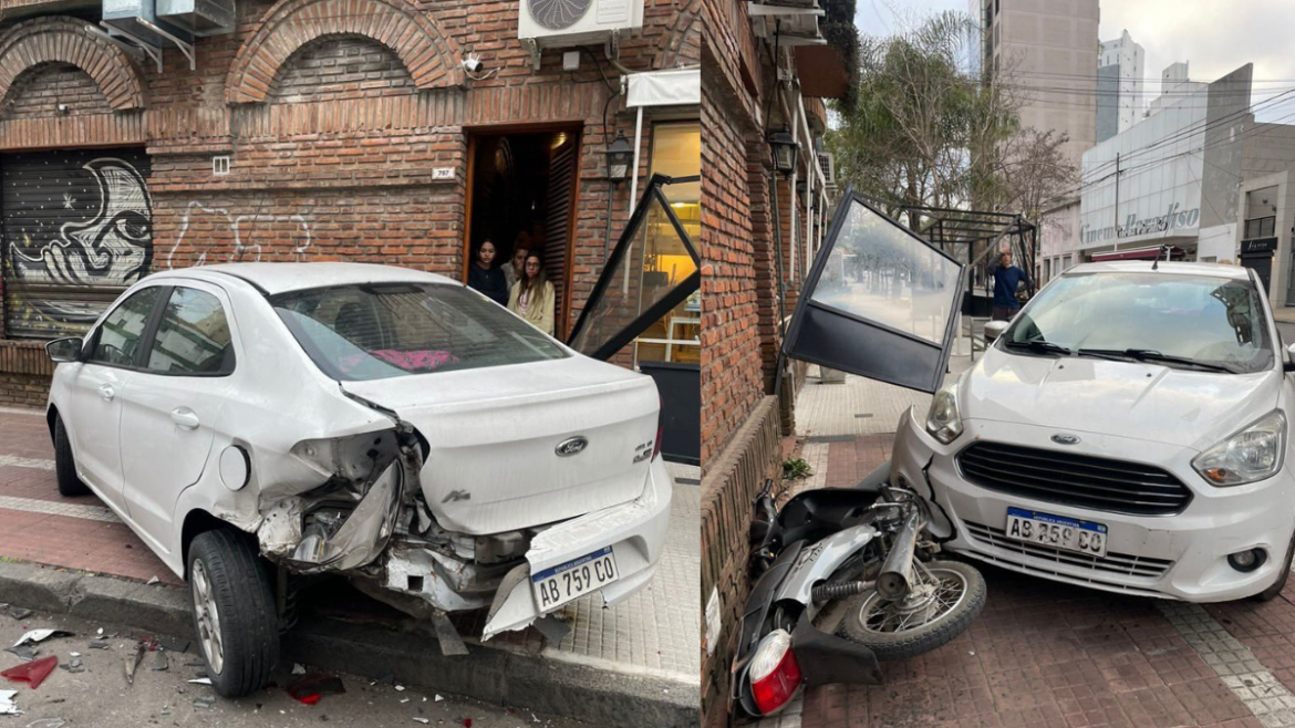 Chocó un auto estacionado, causó destrozos en un café y se dio a la fuga en pleno centro de La Plata