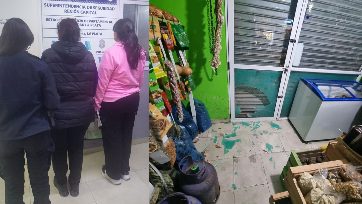 City Bell: dos mujeres fueron detenidas tras dañar a patadas la vidriera de una verdulería