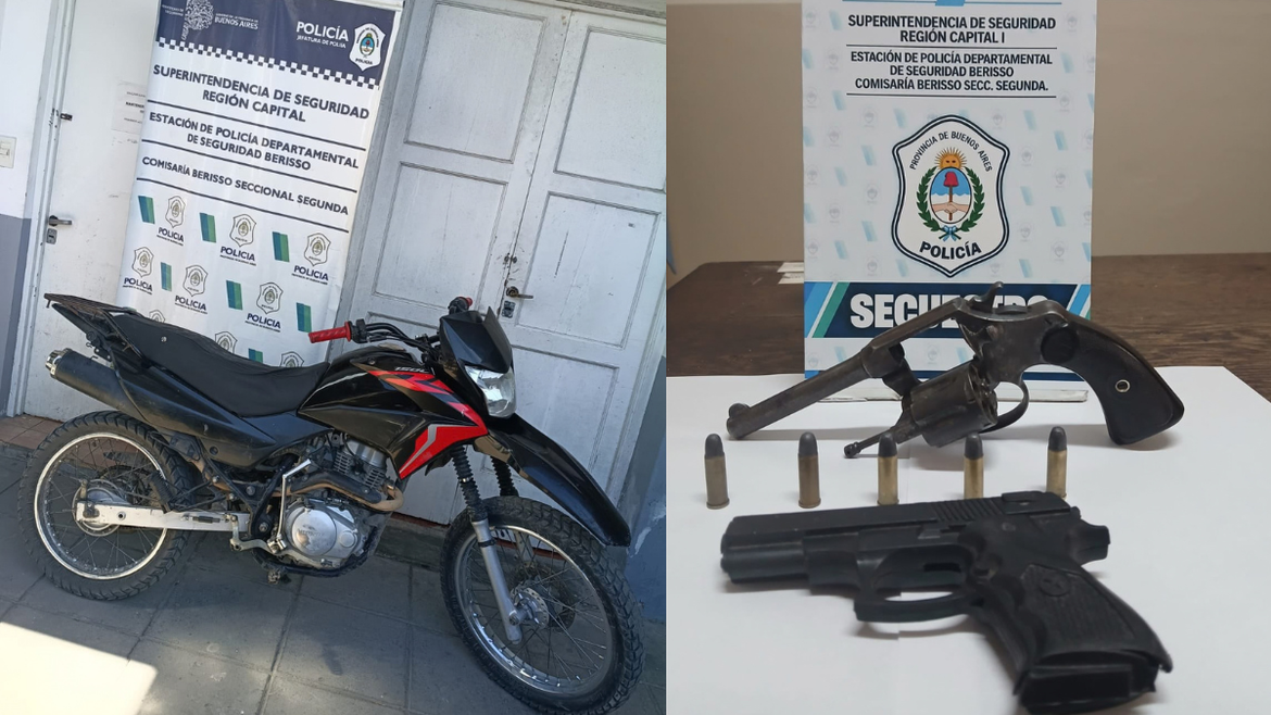 Berisso: detuvieron a dos hombres con un revólver y una moto buscada por la Justicia